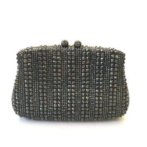 Serpui Marie Studded Clutch Shoulder Bag Purse Womens Black Convertible Tassel